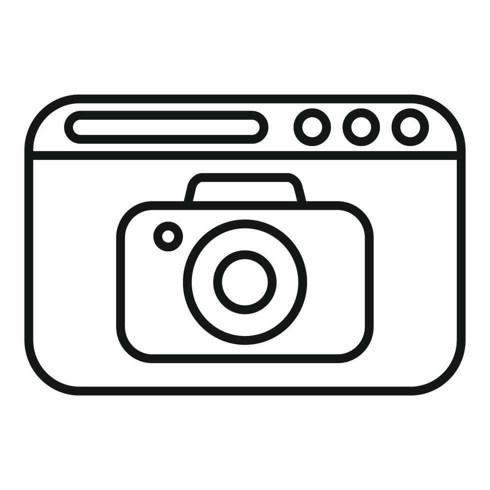 Online camera icon displaying photography website interface vector