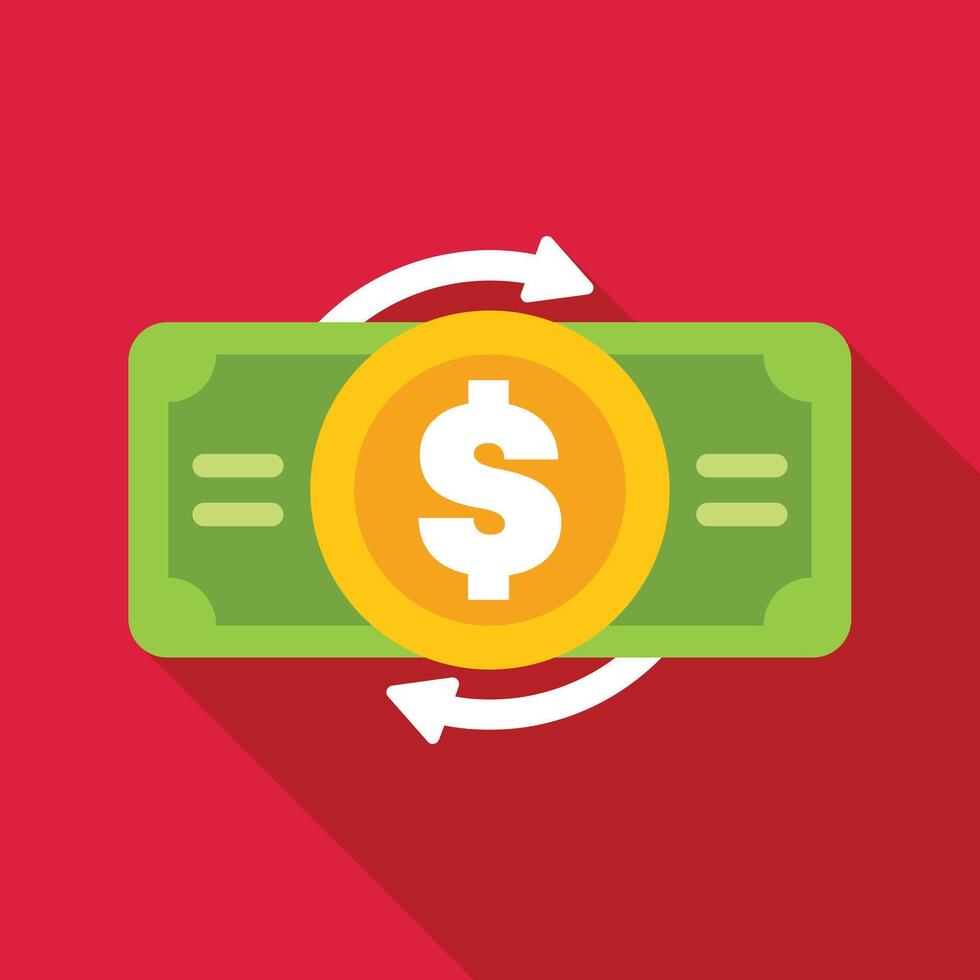 Money circulation concept with rotating dollar bill and coin vector