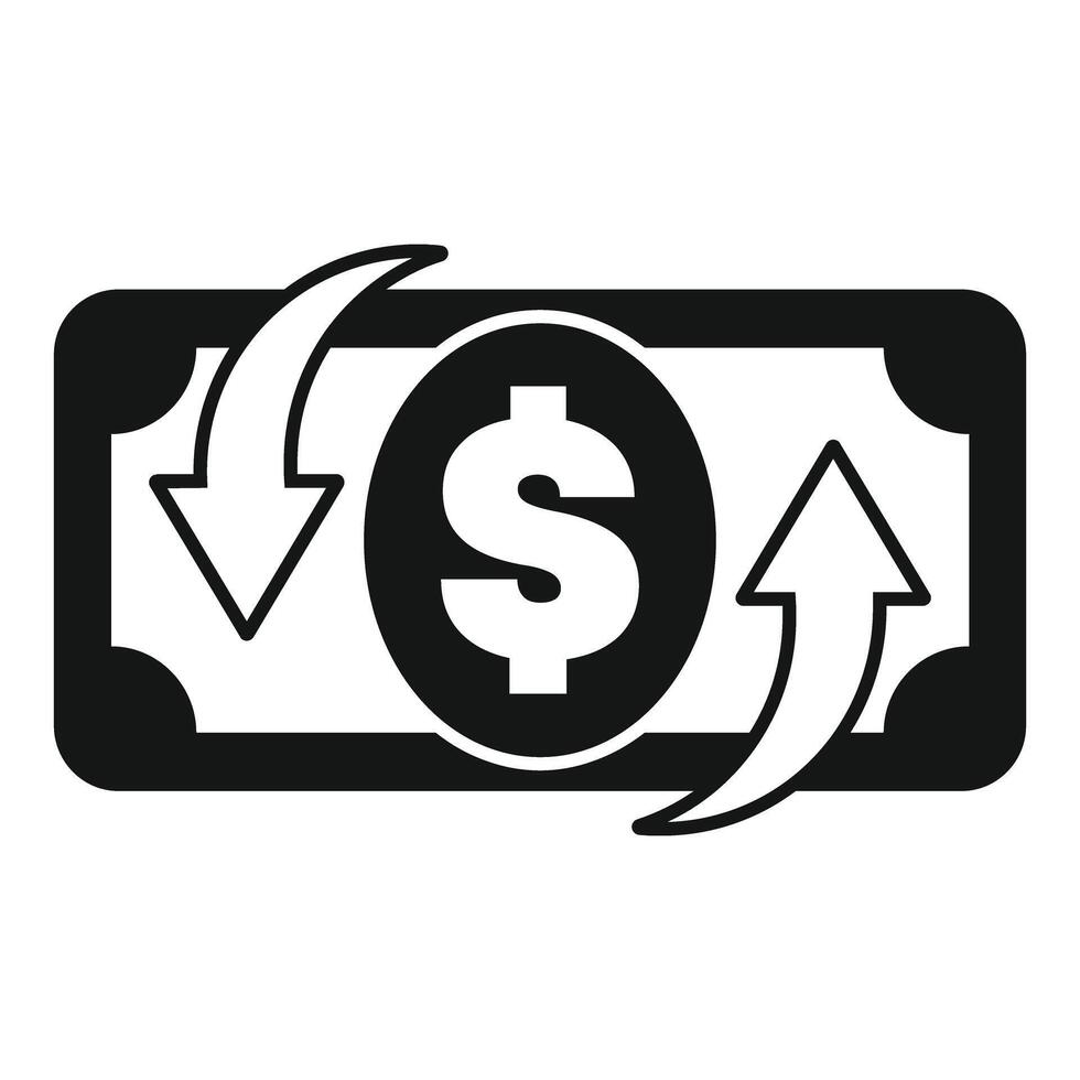 Dollar banknote with up and down arrows icon representing money transfer vector