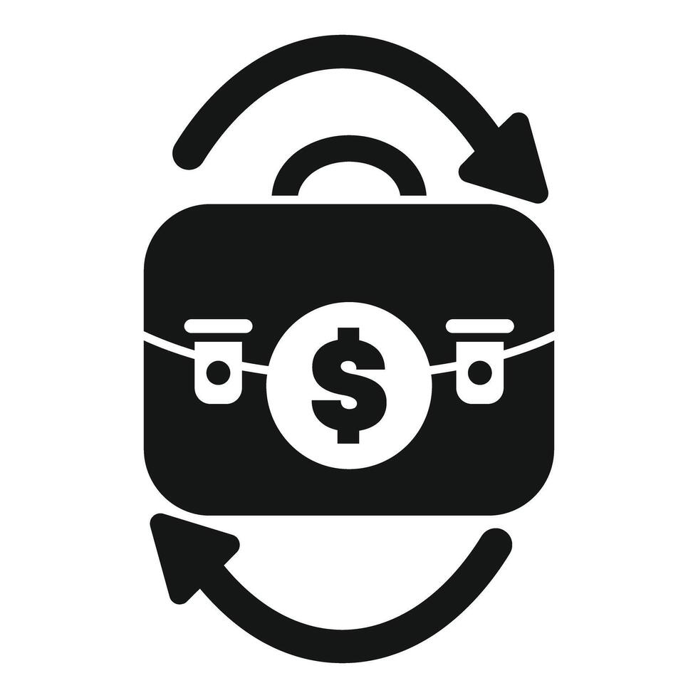 Money turnover with briefcase and exchange arrows icon vector