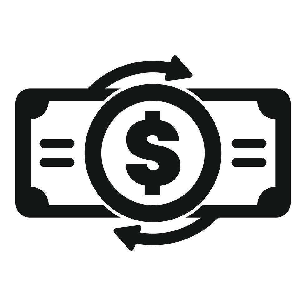 Money turnover with rotating arrows icon representing financial flow vector