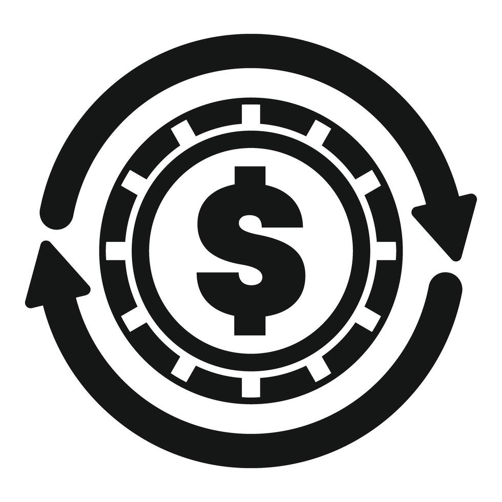 Money coin rotating with two circular arrows icon vector