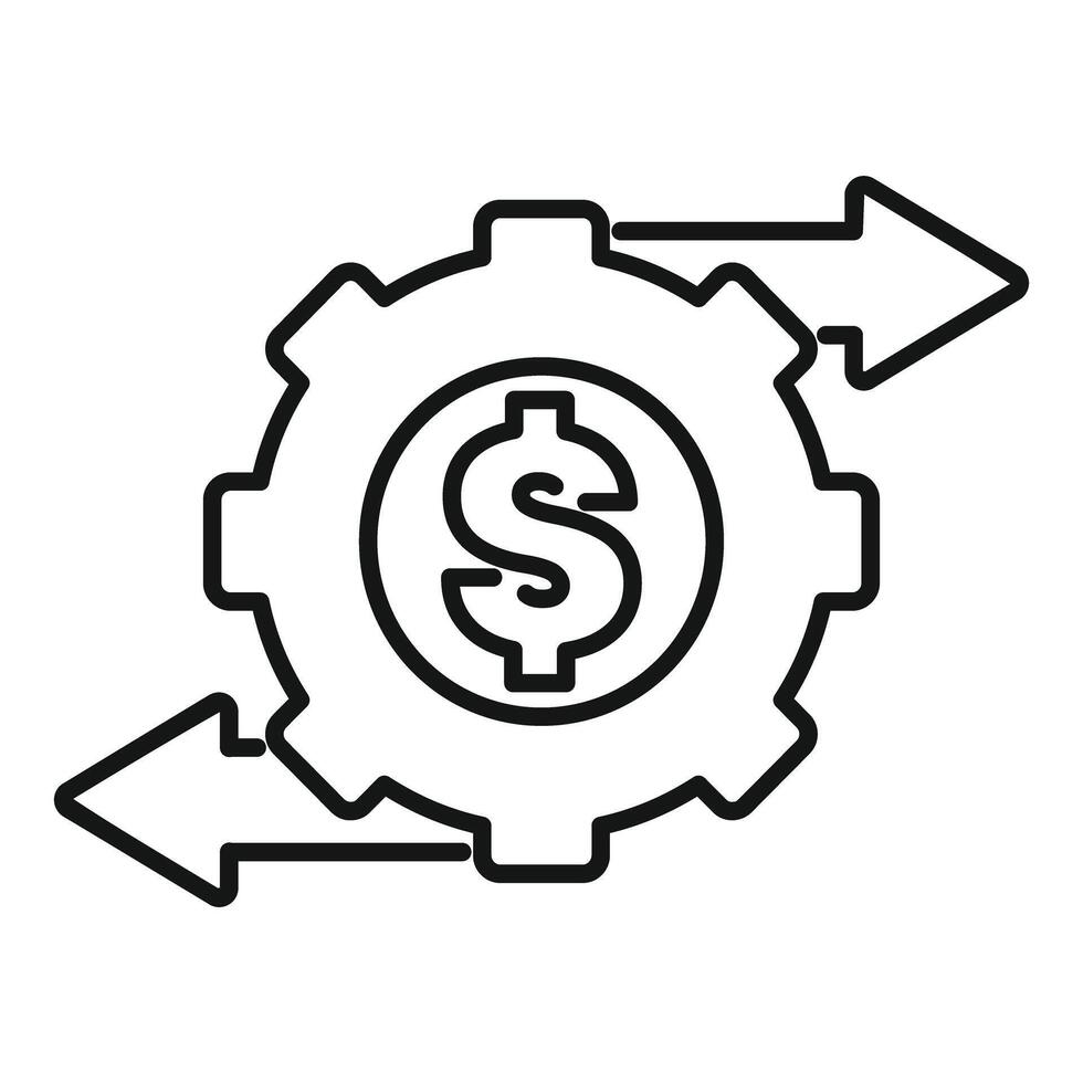 Money making machine concept with gear and arrows vector
