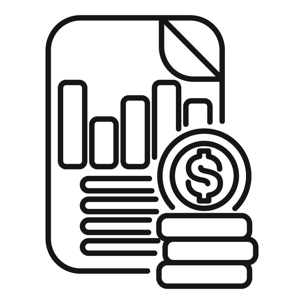 Financial report showing increasing profits with graph and coins vector