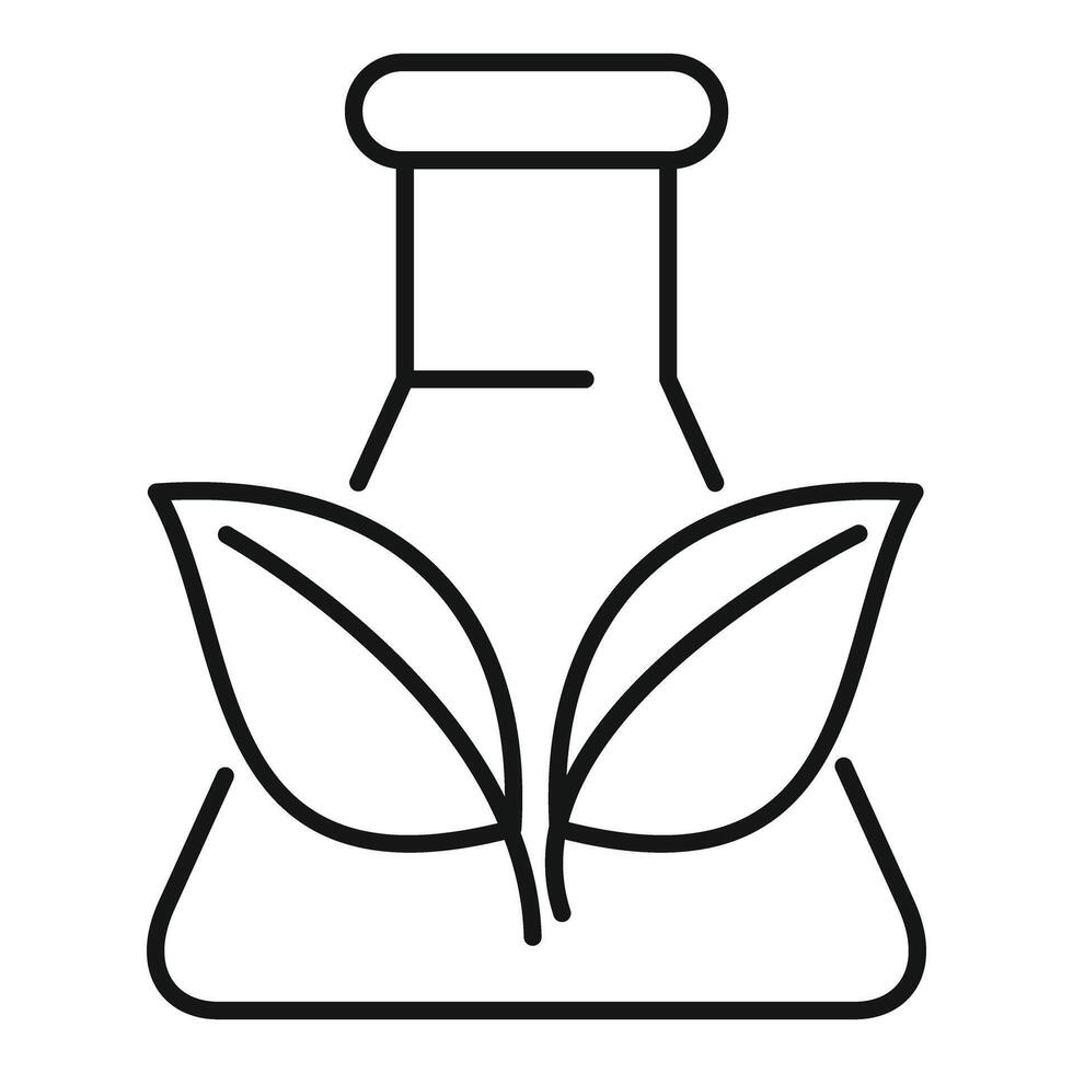 Laboratory flask filled with leaves symbolizing nature vector