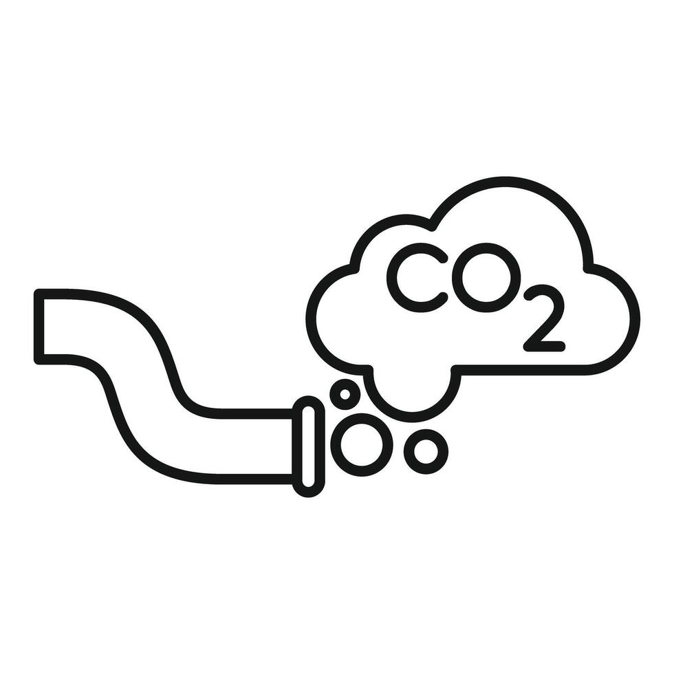 Pipe emitting carbon dioxide co2 pollution cloud line icon vector