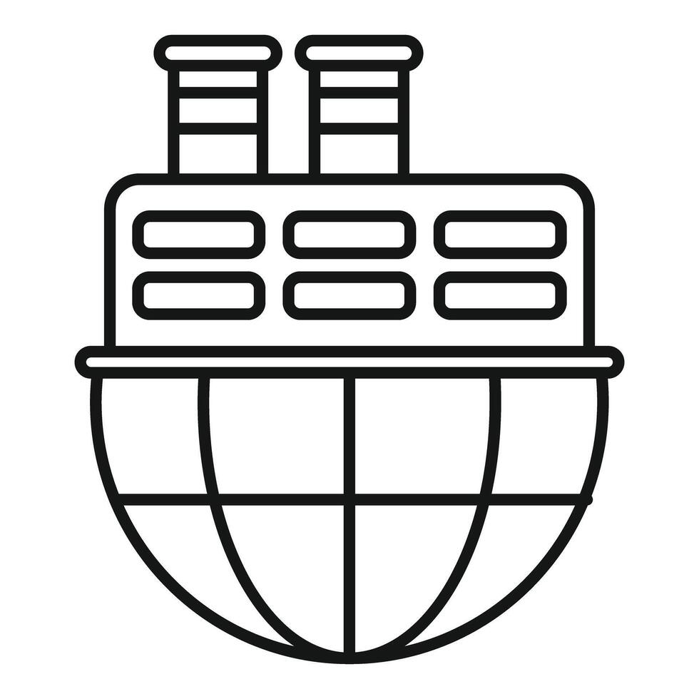 Line art icon of a factory polluting the earth with smoke vector