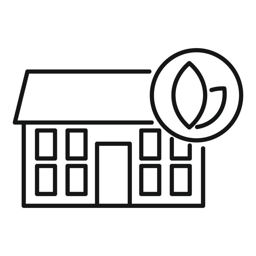 Eco friendly building with leaf symbol representing sustainability vector
