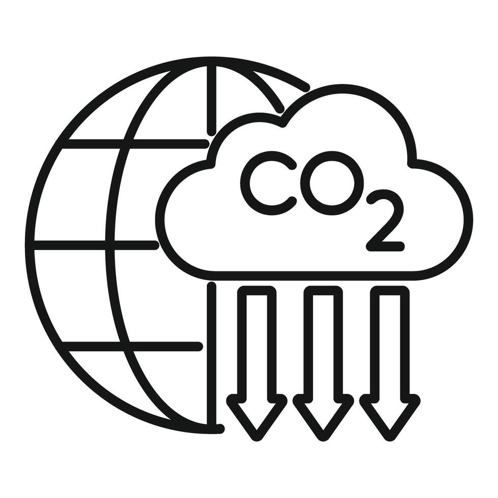 Co2 emissions impacting the earth with arrows pointing down vector