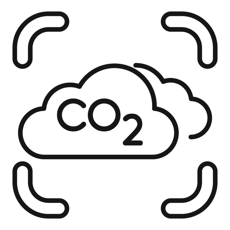 Co2 cloud emission detection system icon showing carbon dioxide monitoring vector