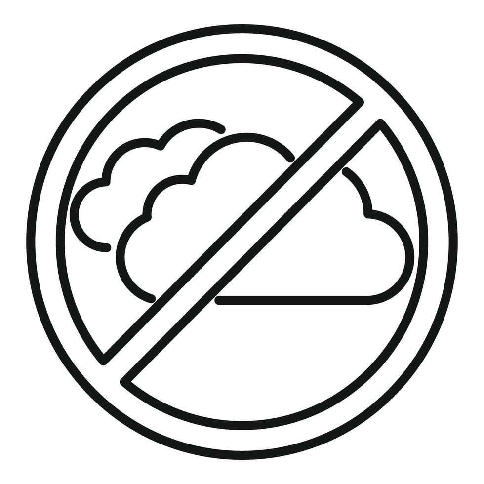 No cloud computing allowed sign with clouds symbol outline vector
