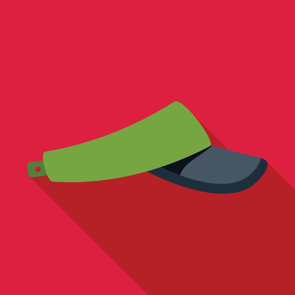 Green golf visor cap lying on red background vector