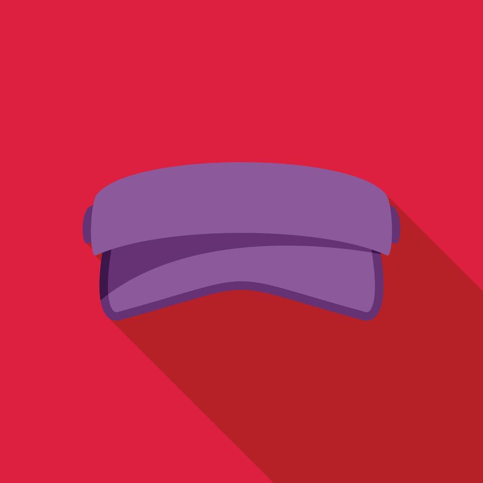Purple hat with visor casting long shadow on red background vector