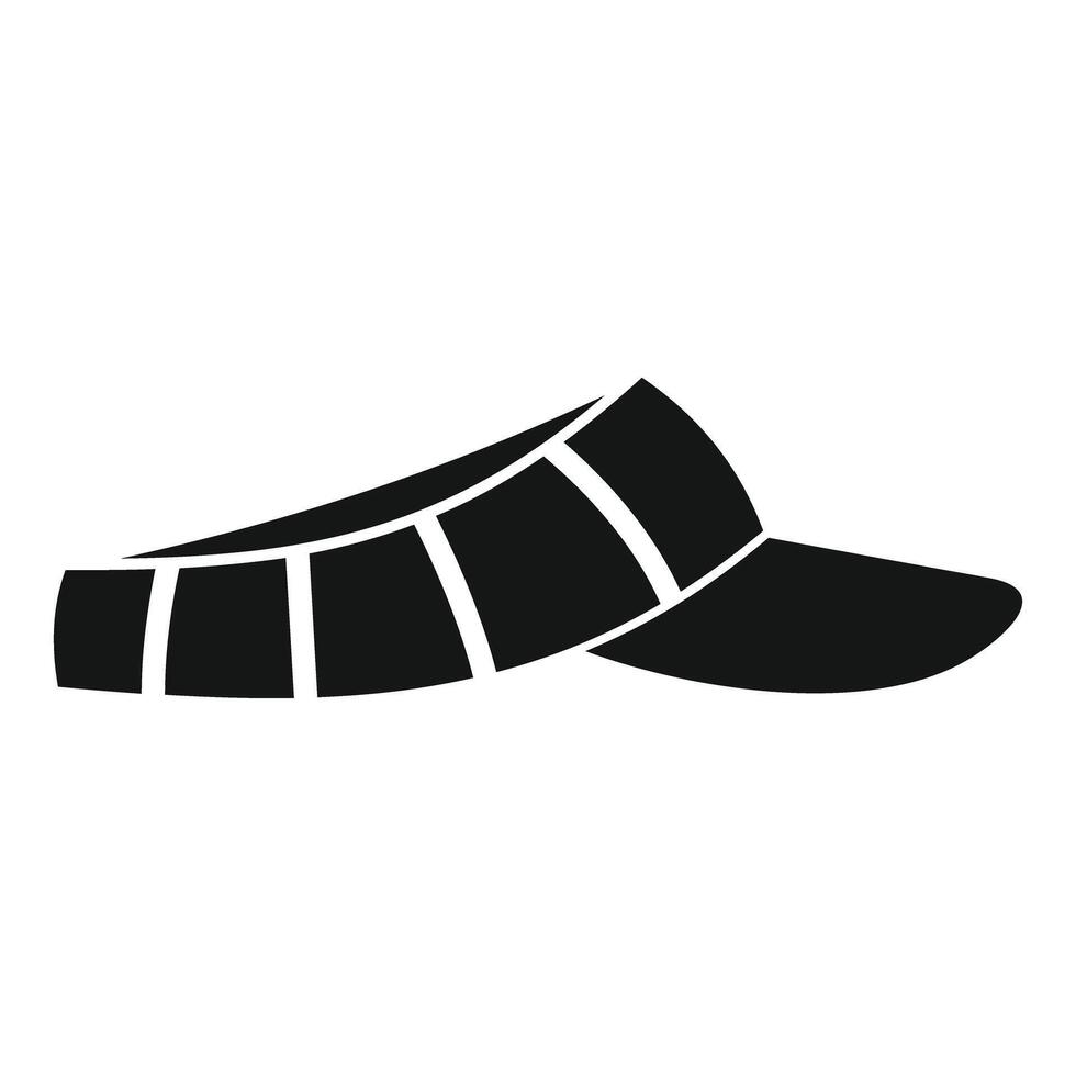 Black sun visor cap icon showing summer headwear for sun protection vector