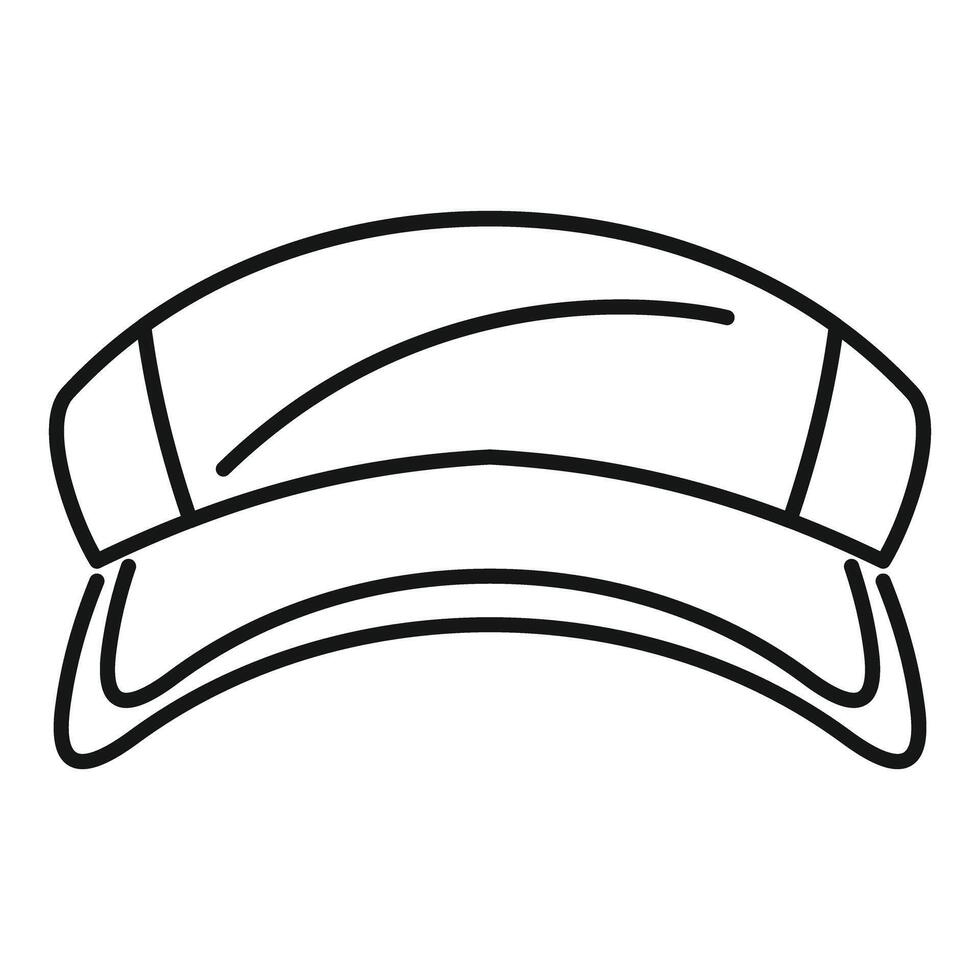 Black outline icon of a tennis hat with a curved visor for playing sports vector