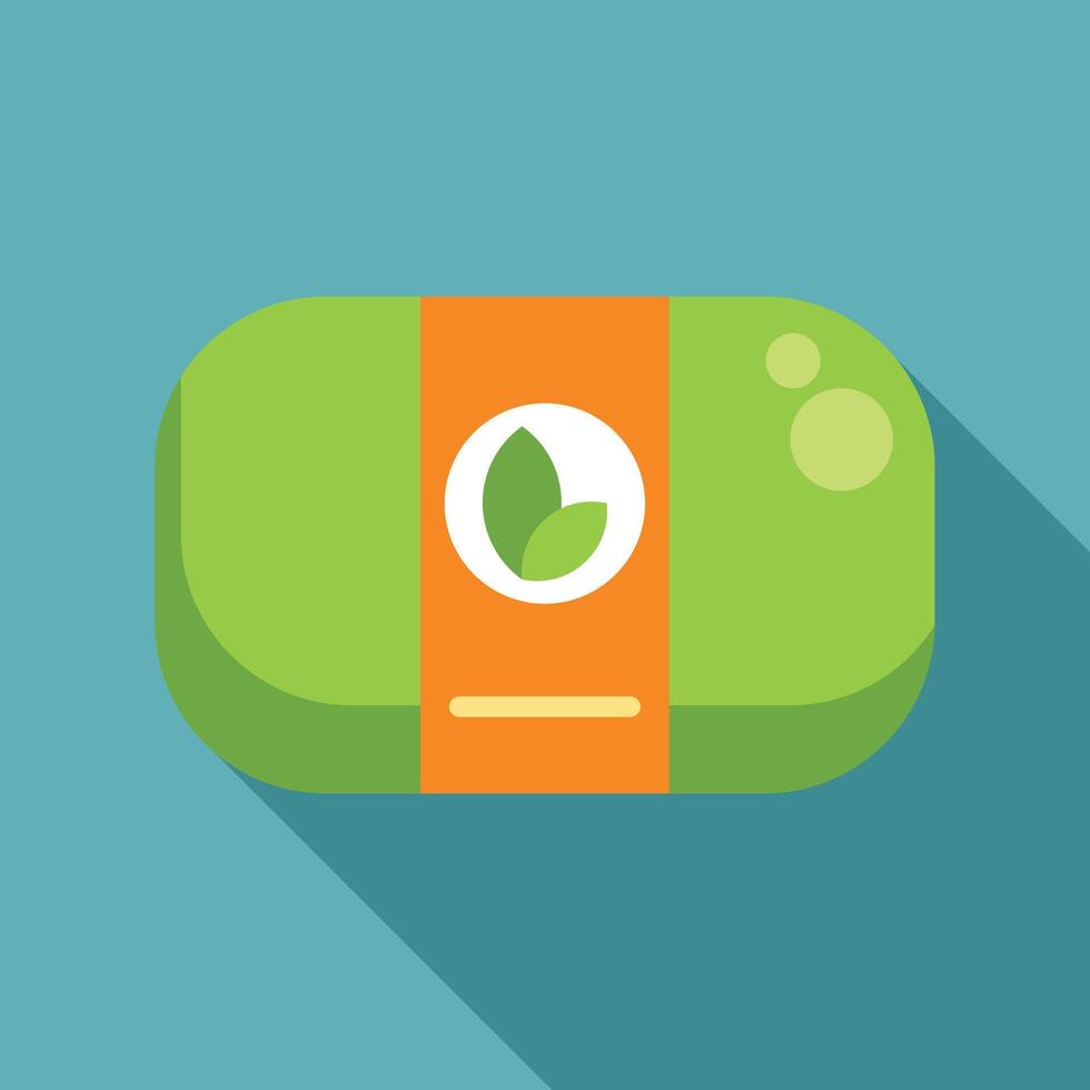 Green soap bar with leaf logo for natural body care routine vector