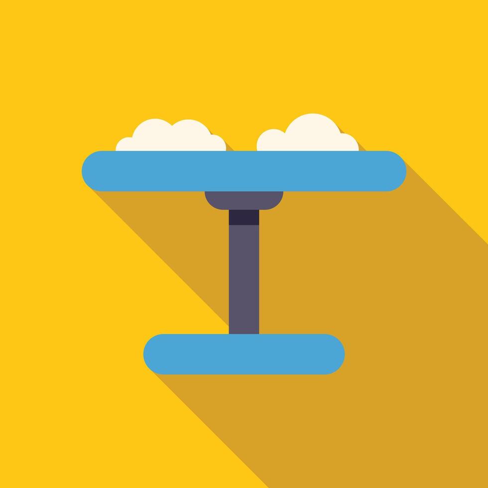 Biplane flying through clouds with long shadow vector