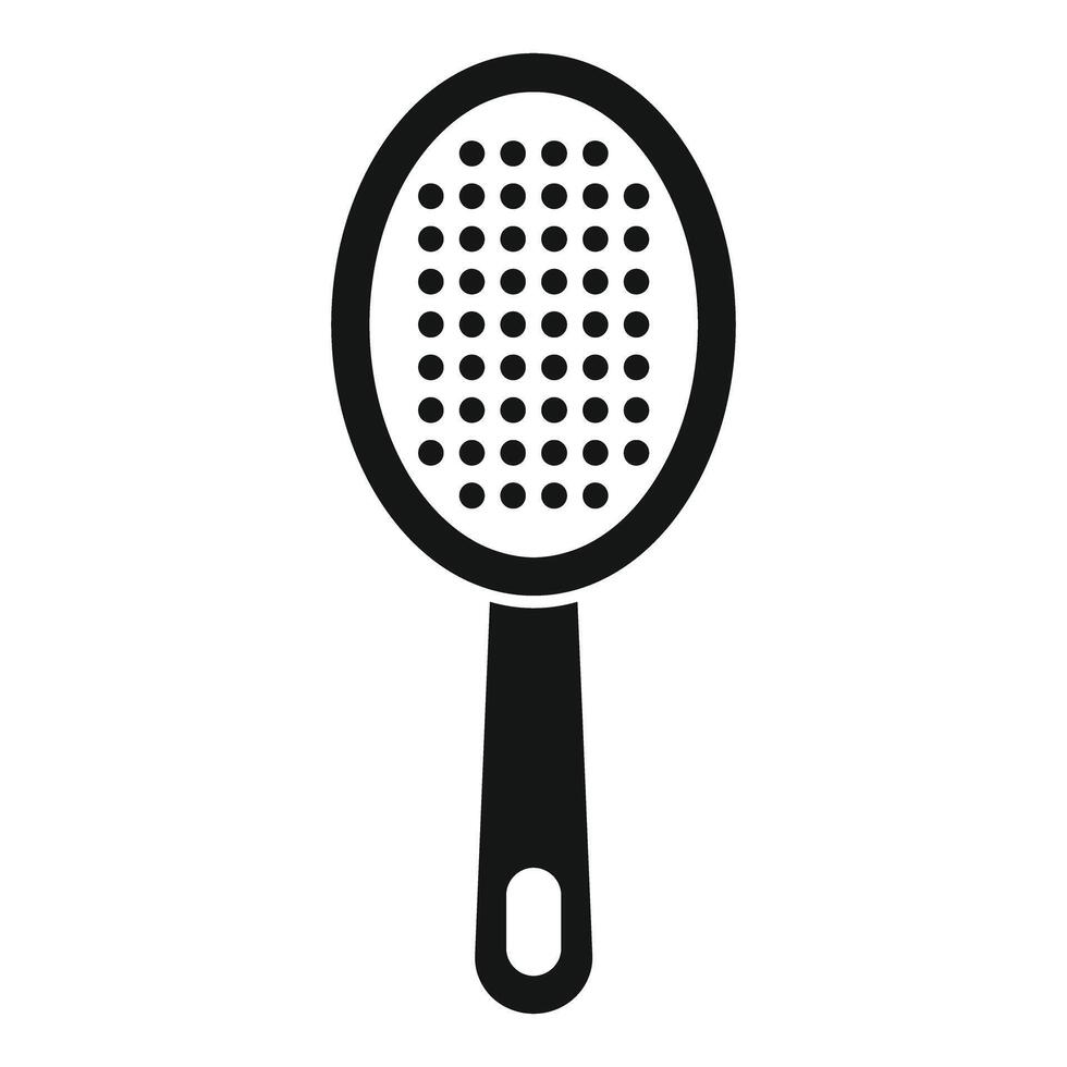 Black metal kitchen strainer icon showing cooking utensil for separating food from liquids vector