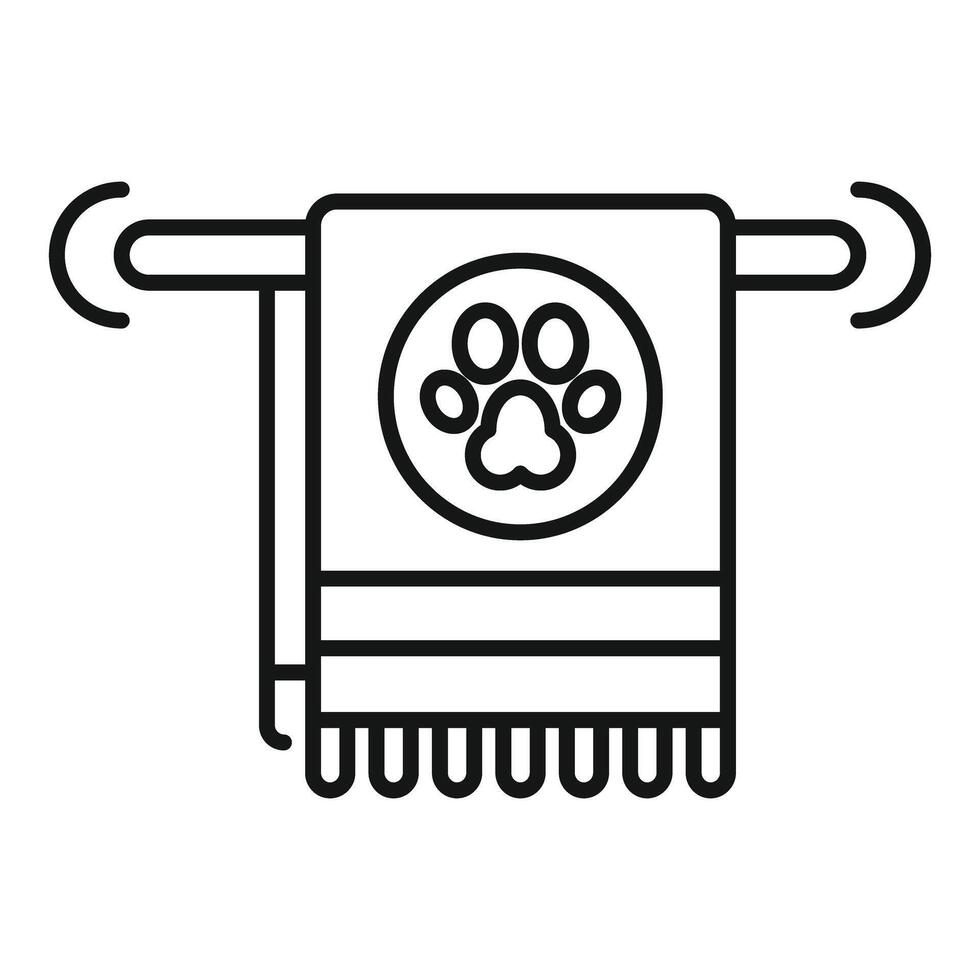 Clean dog towel hanging on rail after bath vector