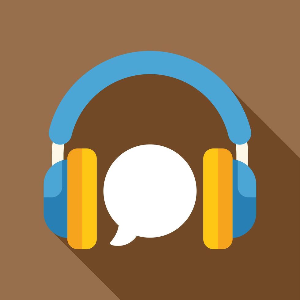Headphones creating a blank speech bubble for audio communication vector