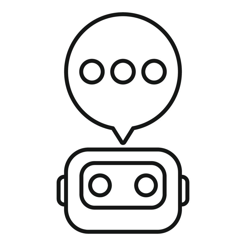 Chatbot speaking with three dots inside speech bubble icon outline style vector