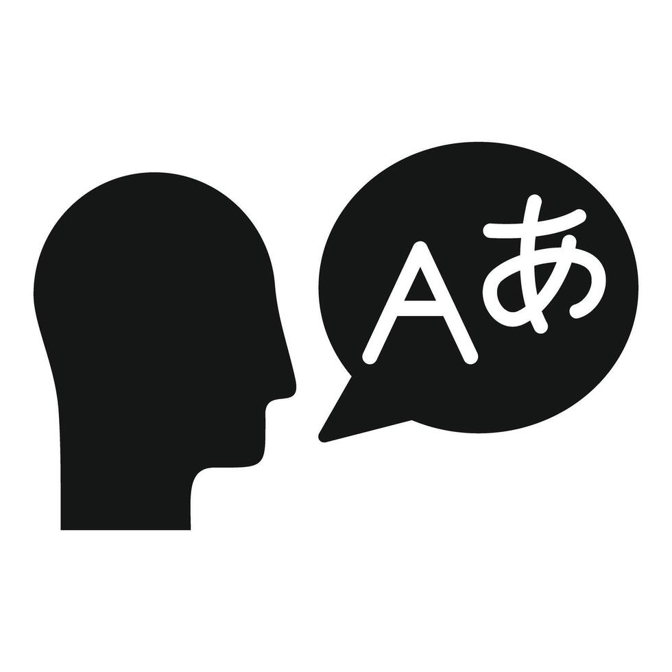 Person speaking foreign language with speech bubble icon vector