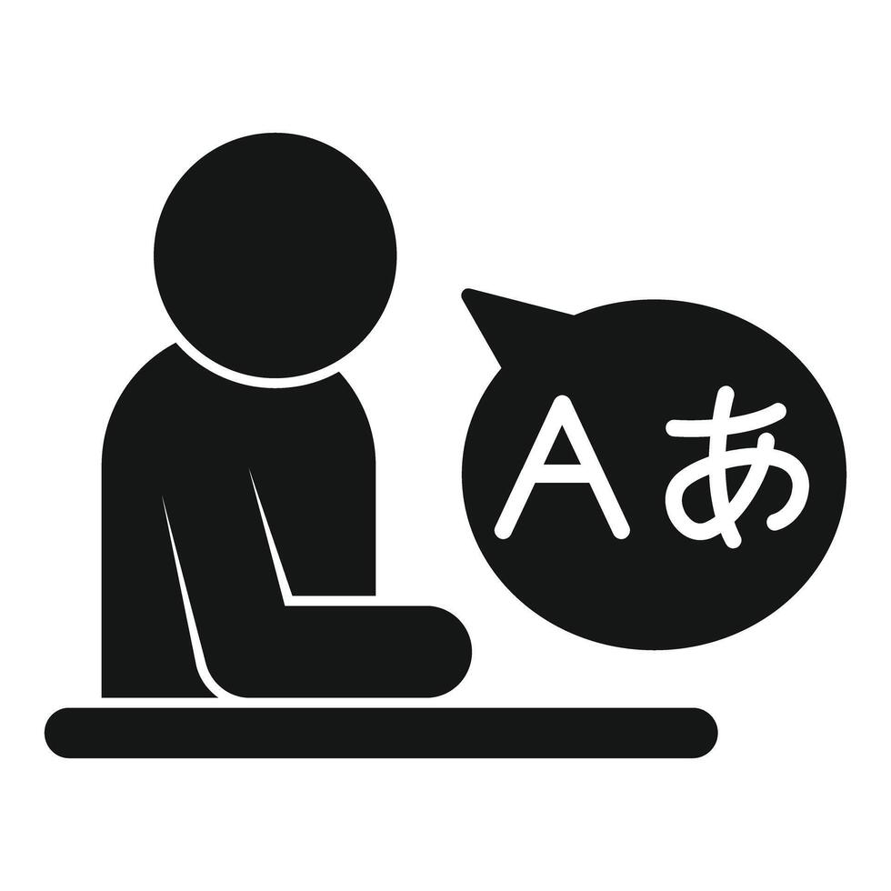 Person learning foreign language with speech bubble icon vector