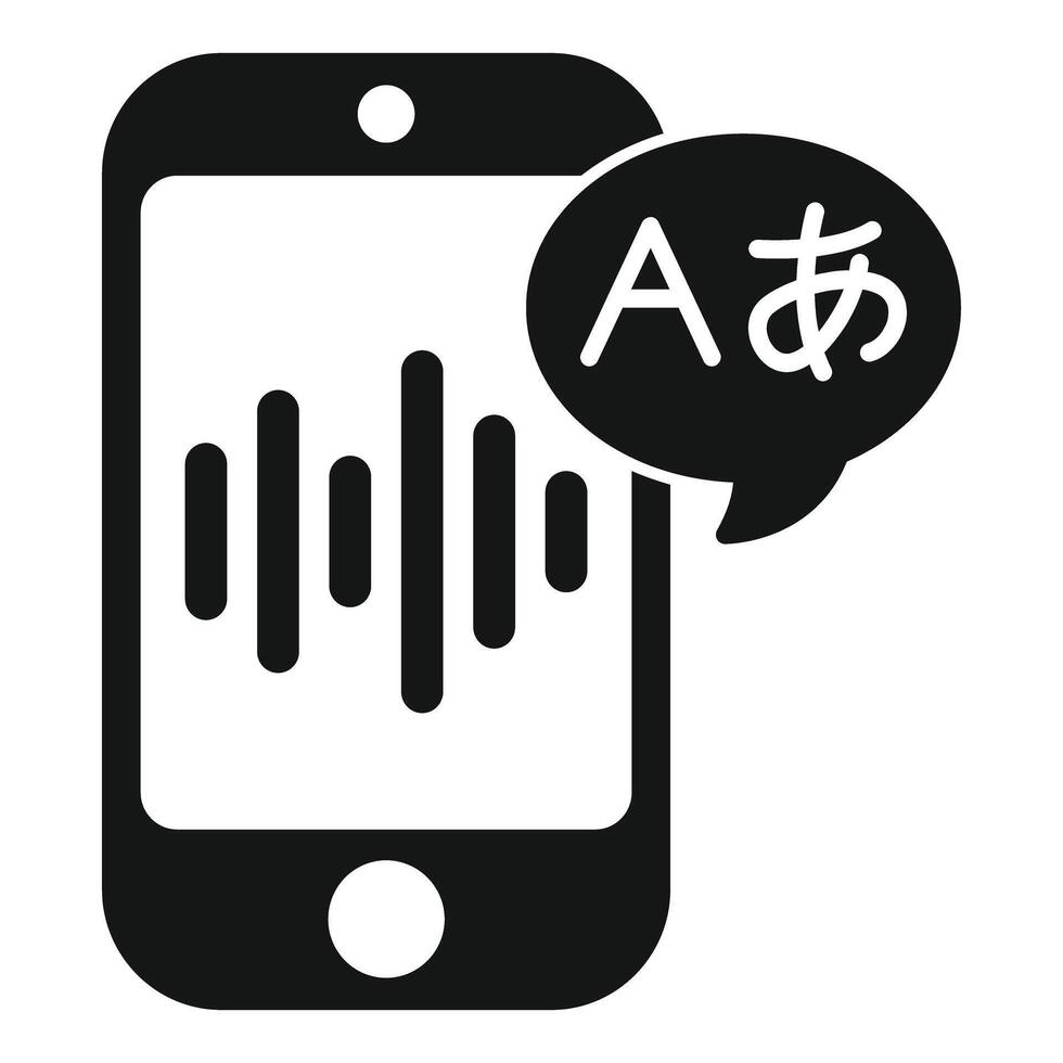 Smartphone translating audio message icon showing voice recognition technology vector