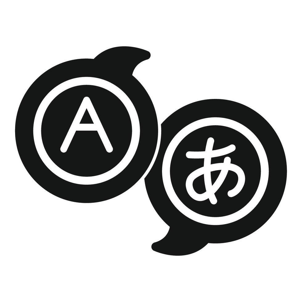 Speech bubbles showing japanese and latin alphabet letters for language translation vector