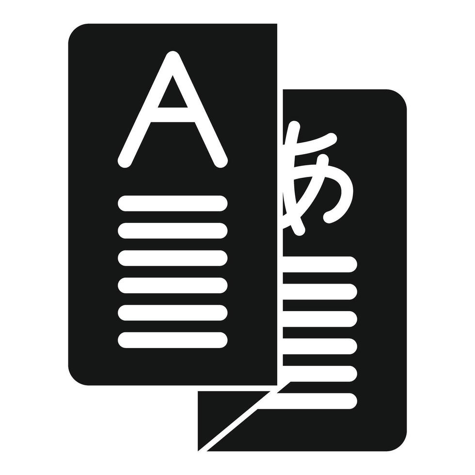 Translator translating document icon, foreign language glyph vector