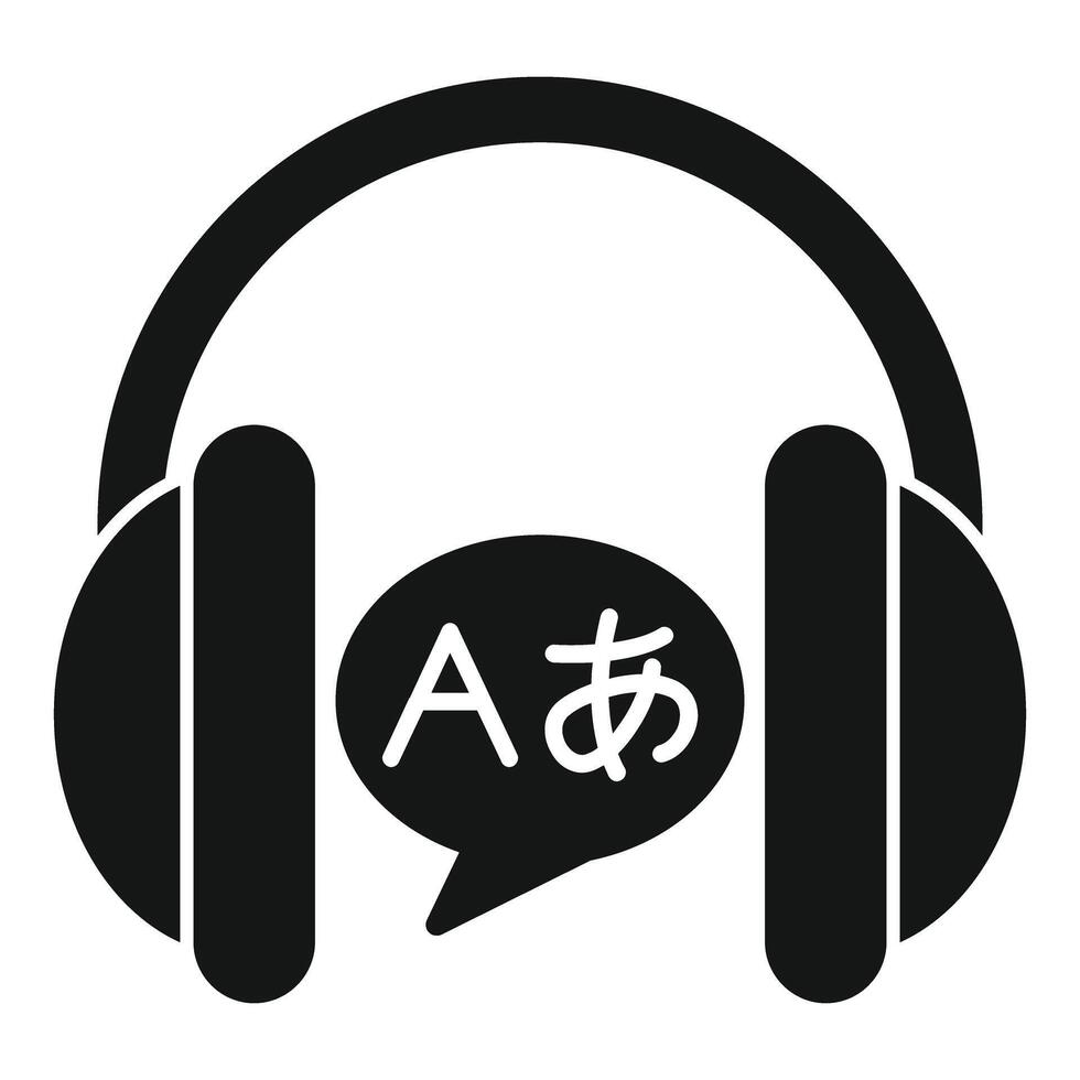 Headphones for language learning icon, language learning app icon, audio course icon vector