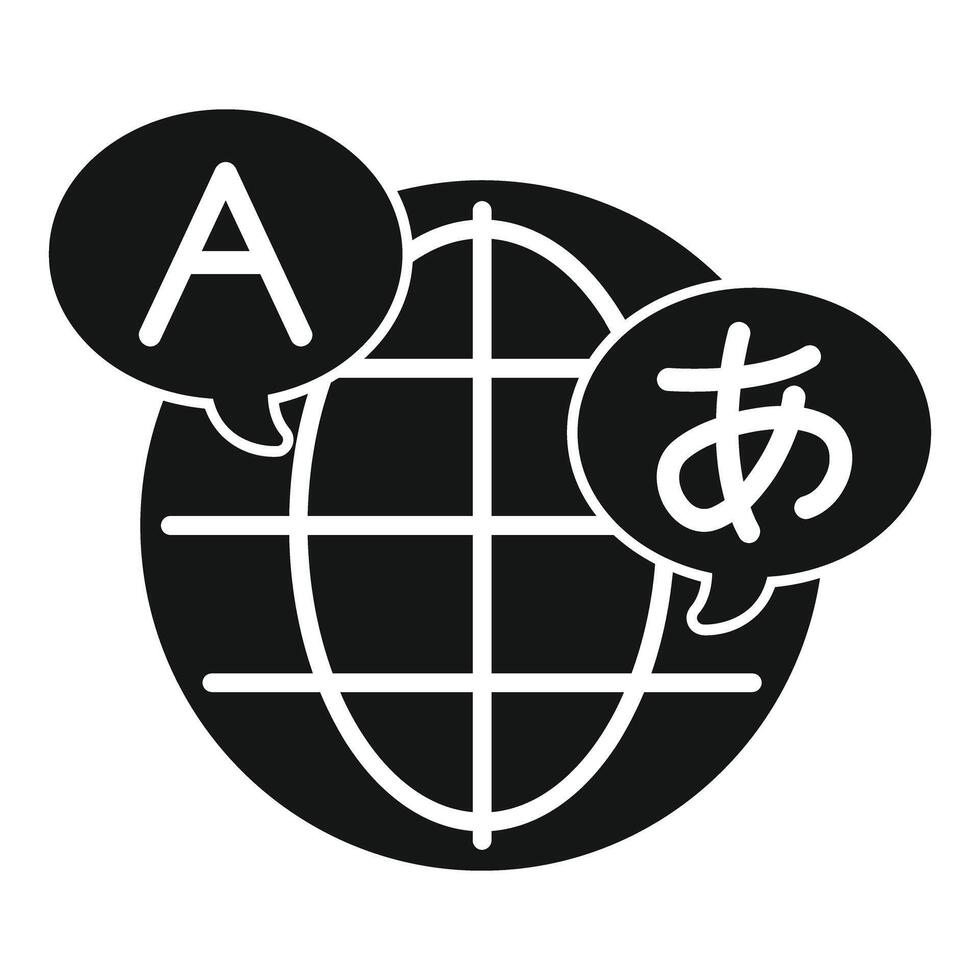 Global language learning icon showing international communication and translation vector