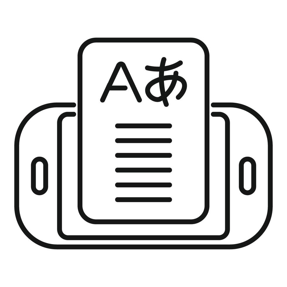 Smartphone translating foreign language with dictionary app icon vector