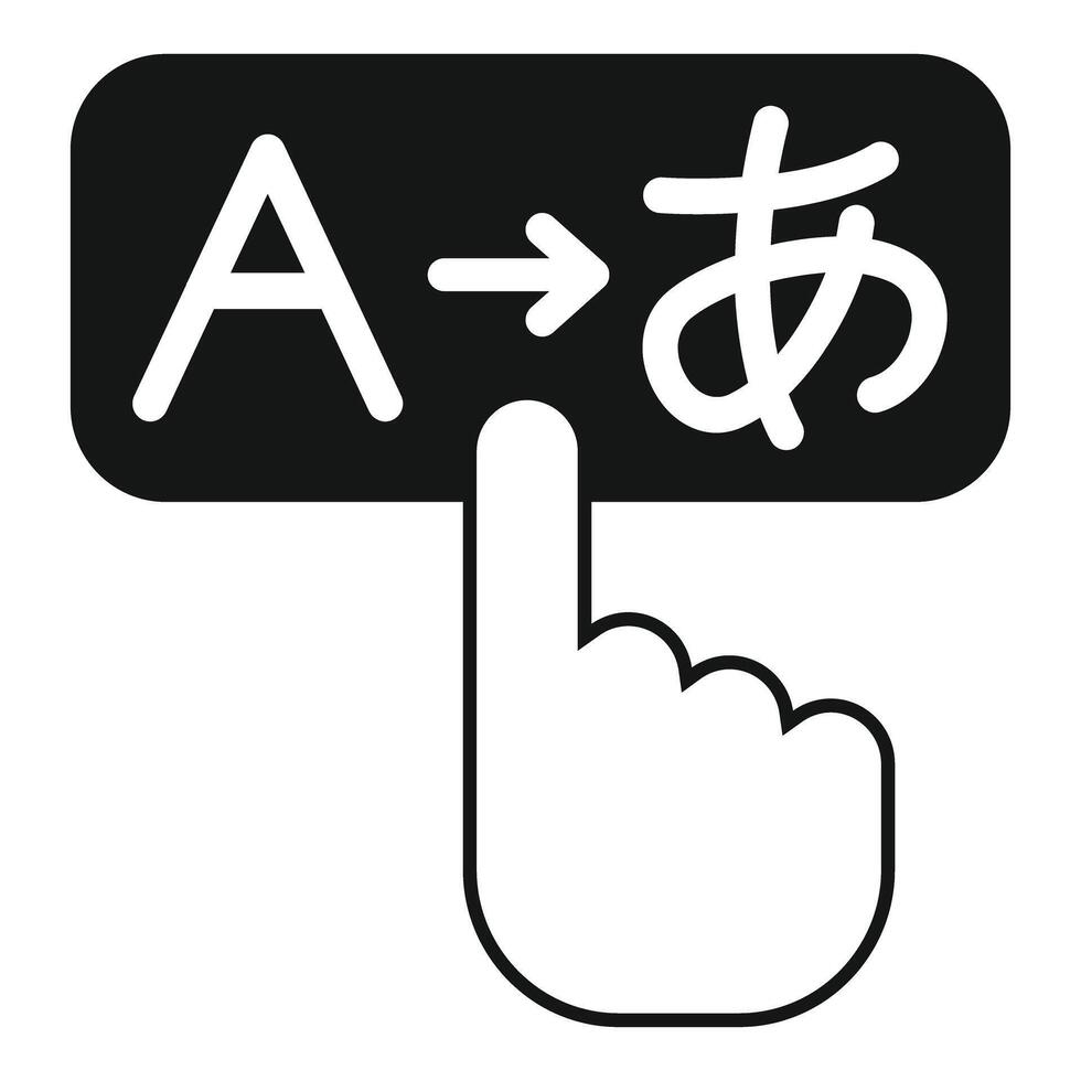 Finger selecting japanese language option on digital screen vector
