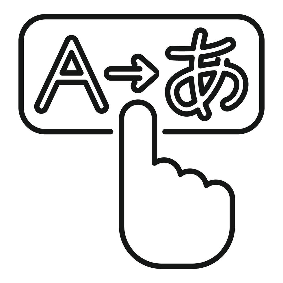 Finger pressing button for language translation app vector