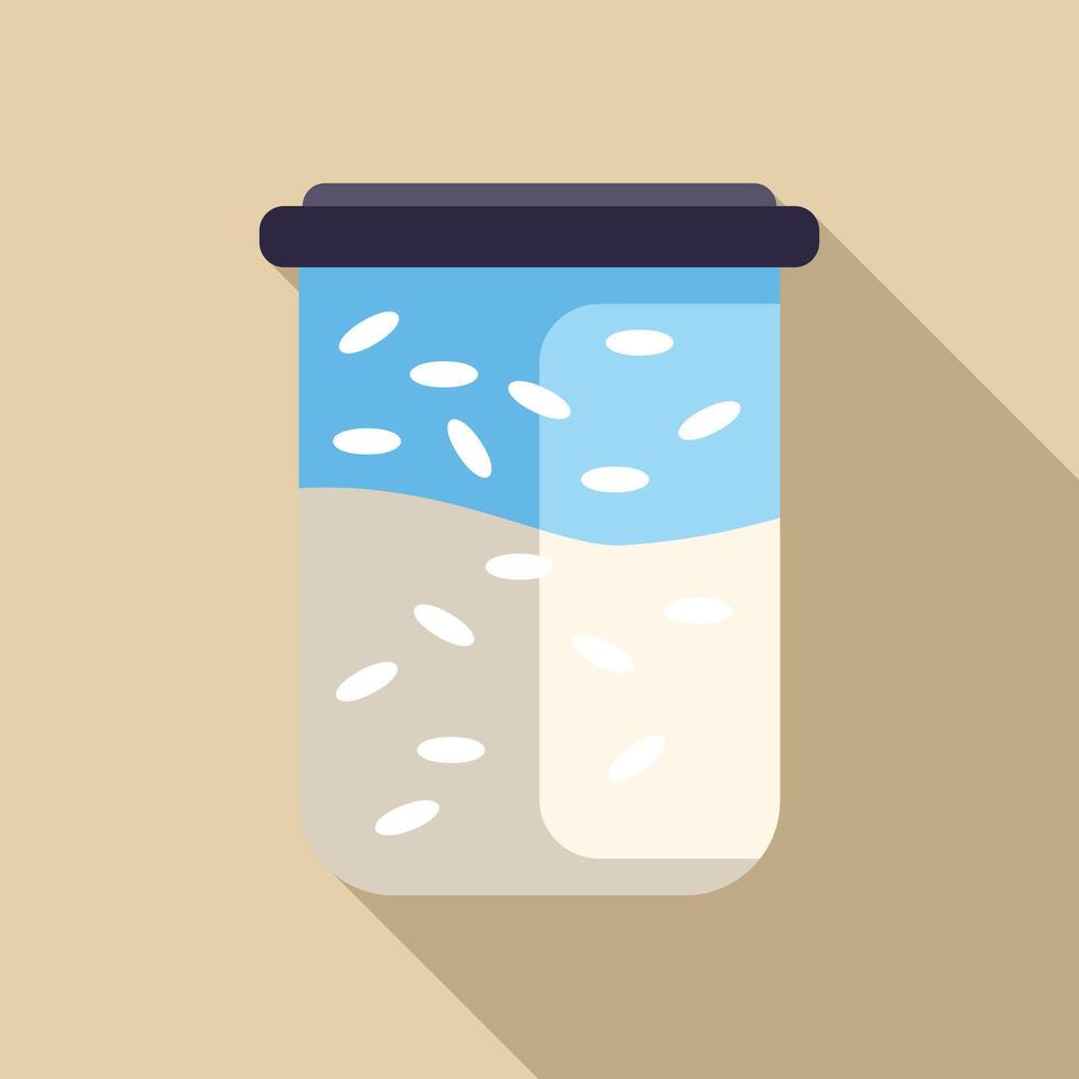 Rice milk in a glass jar with a blue lid being stored vector