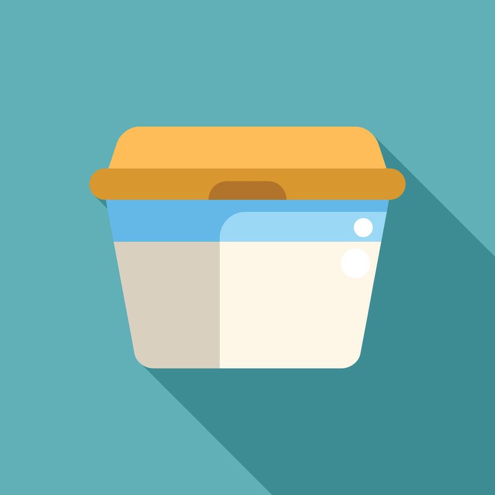 Disposable food container with lid open presenting food packaging vector