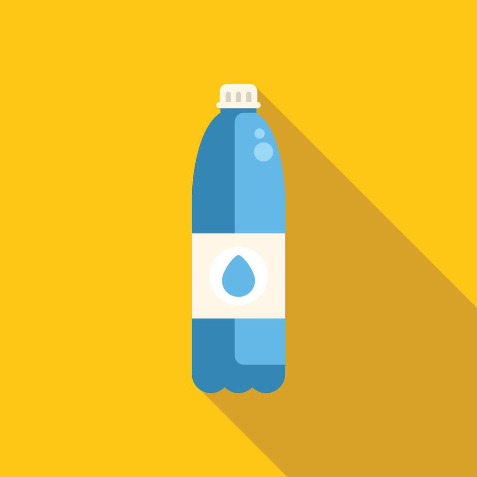 Plastic water bottle with drop logo on yellow background vector