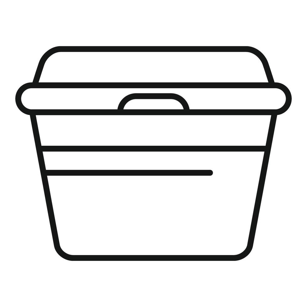 Plastic lunch box container keeping food fresh line icon vector