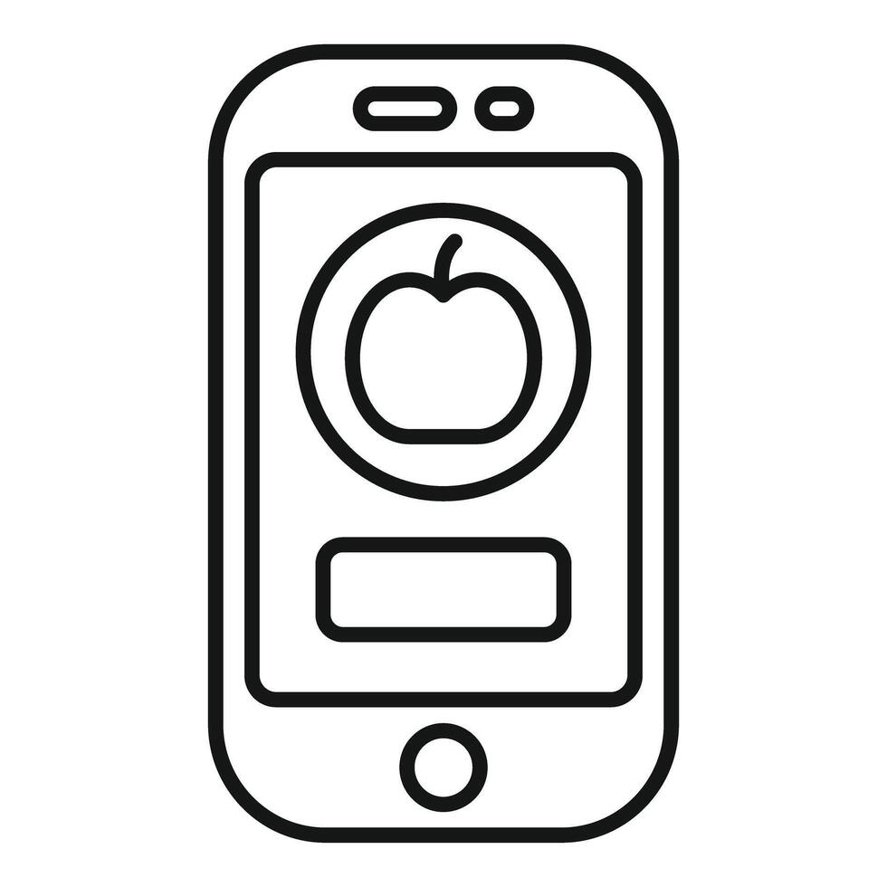 Smartphone showing online grocery shopping app with apple icon vector