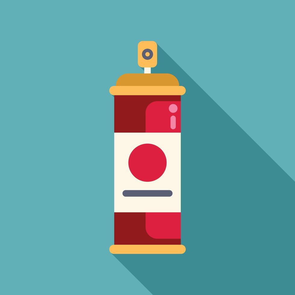 Red spray paint can with long shadow on turquoise background vector