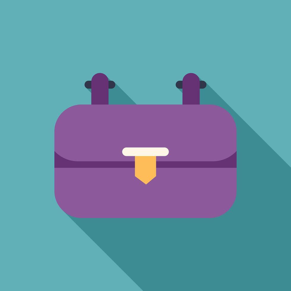Purple ladies bag casting long shadow on turquoise background vector