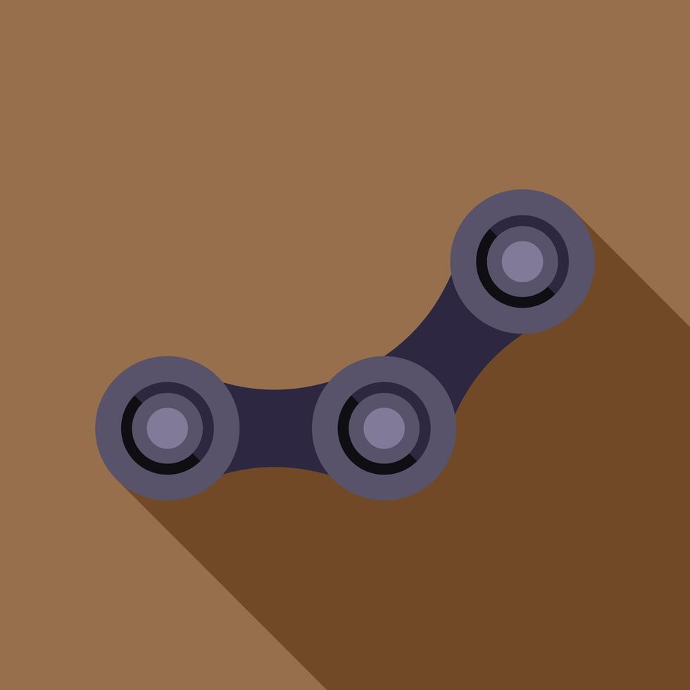 Bike chain connecting with long shadow on brown background vector