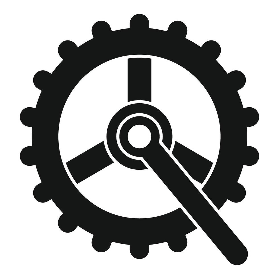 Black cogwheel with crank representing engineering concept vector