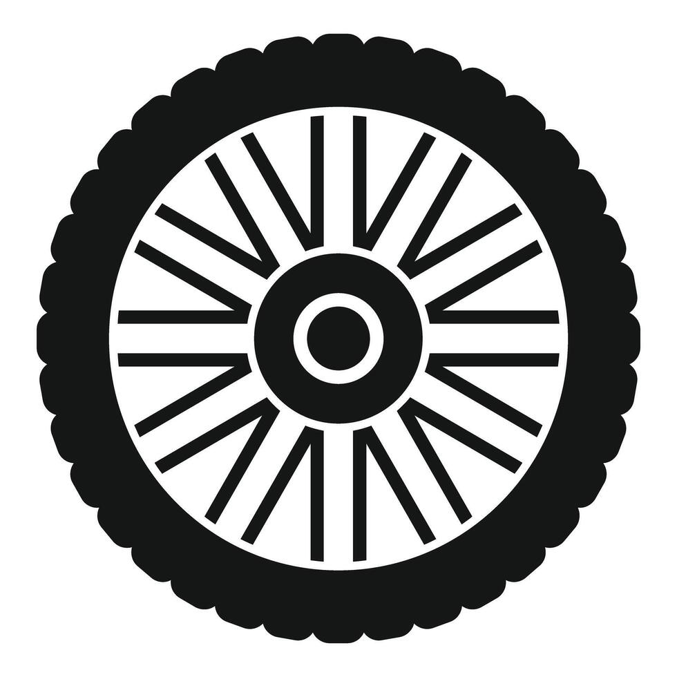 Black tire wheel icon showing tread and rim for car repair vector