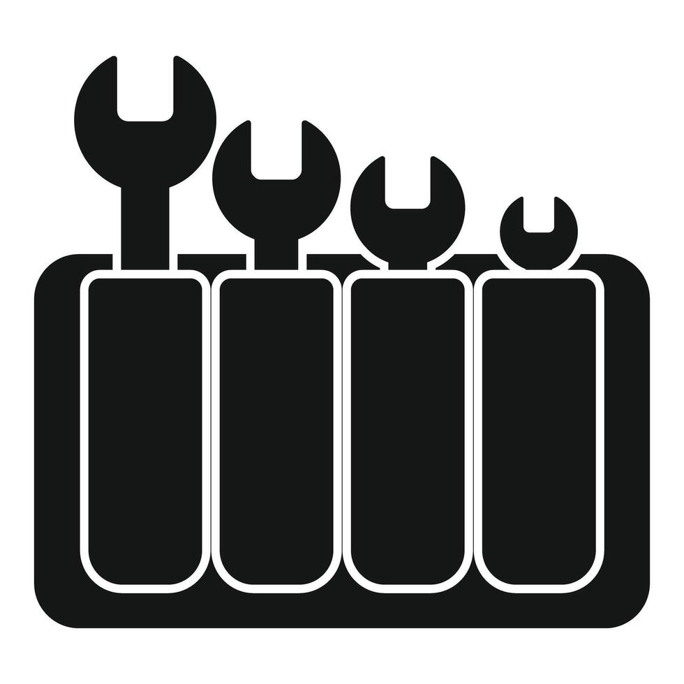Wrench storage box icon showing organized tools vector