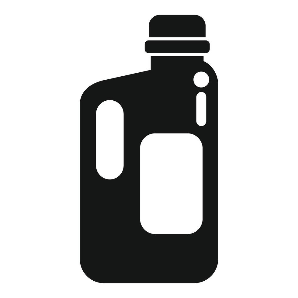 Black plastic detergent bottle with measuring cup and label area icon vector