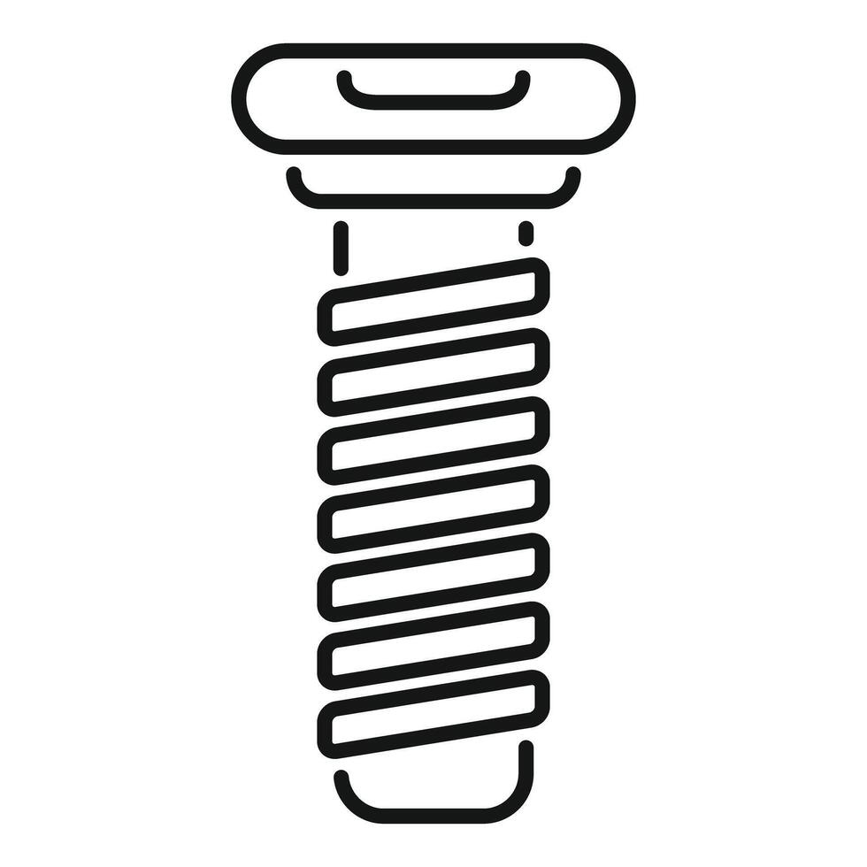 Long metal screw with slotted head being screwed vector