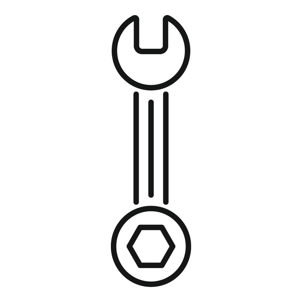 Wrench and nut fastening tool line icon illustration vector