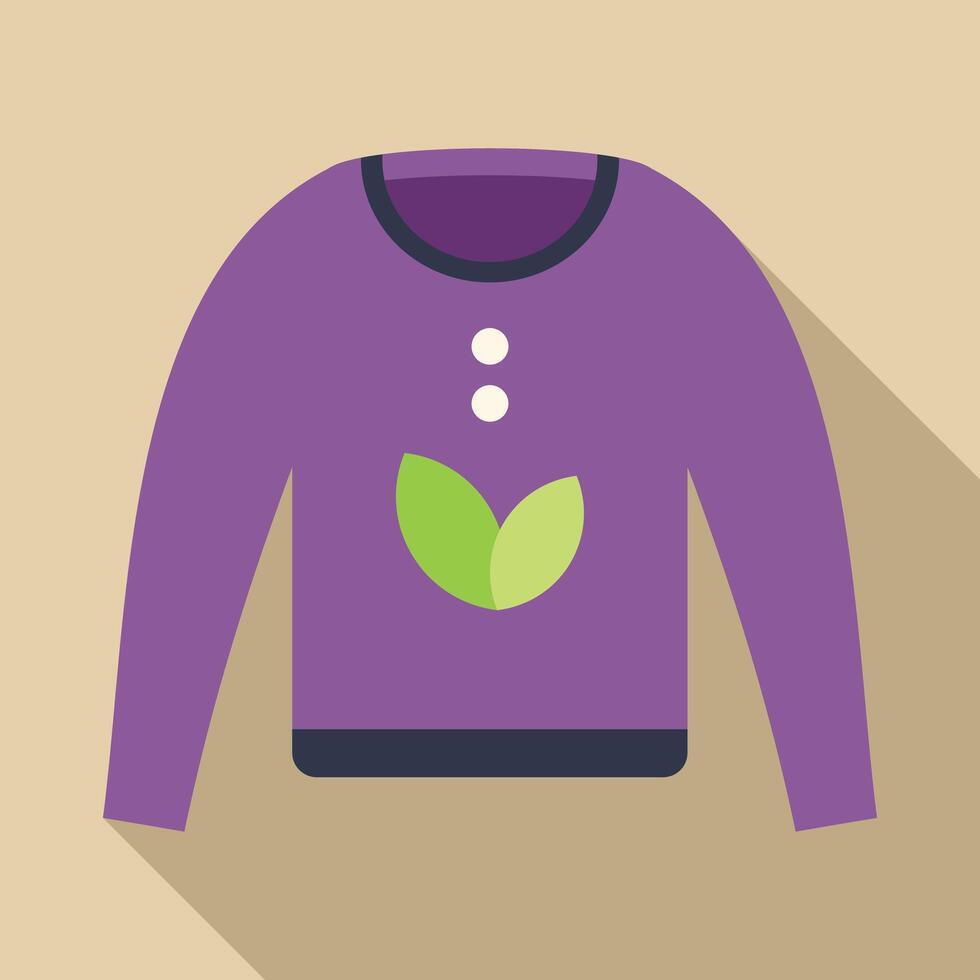 Purple sweater featuring green leaves symbolizing nature and sustainability vector